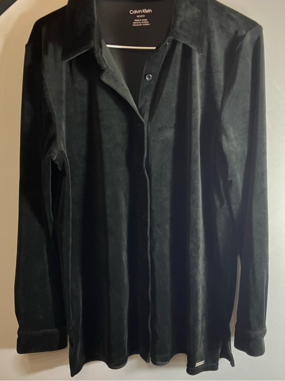 Calvin Klein Black Velvet Long-Sleeve Shirt